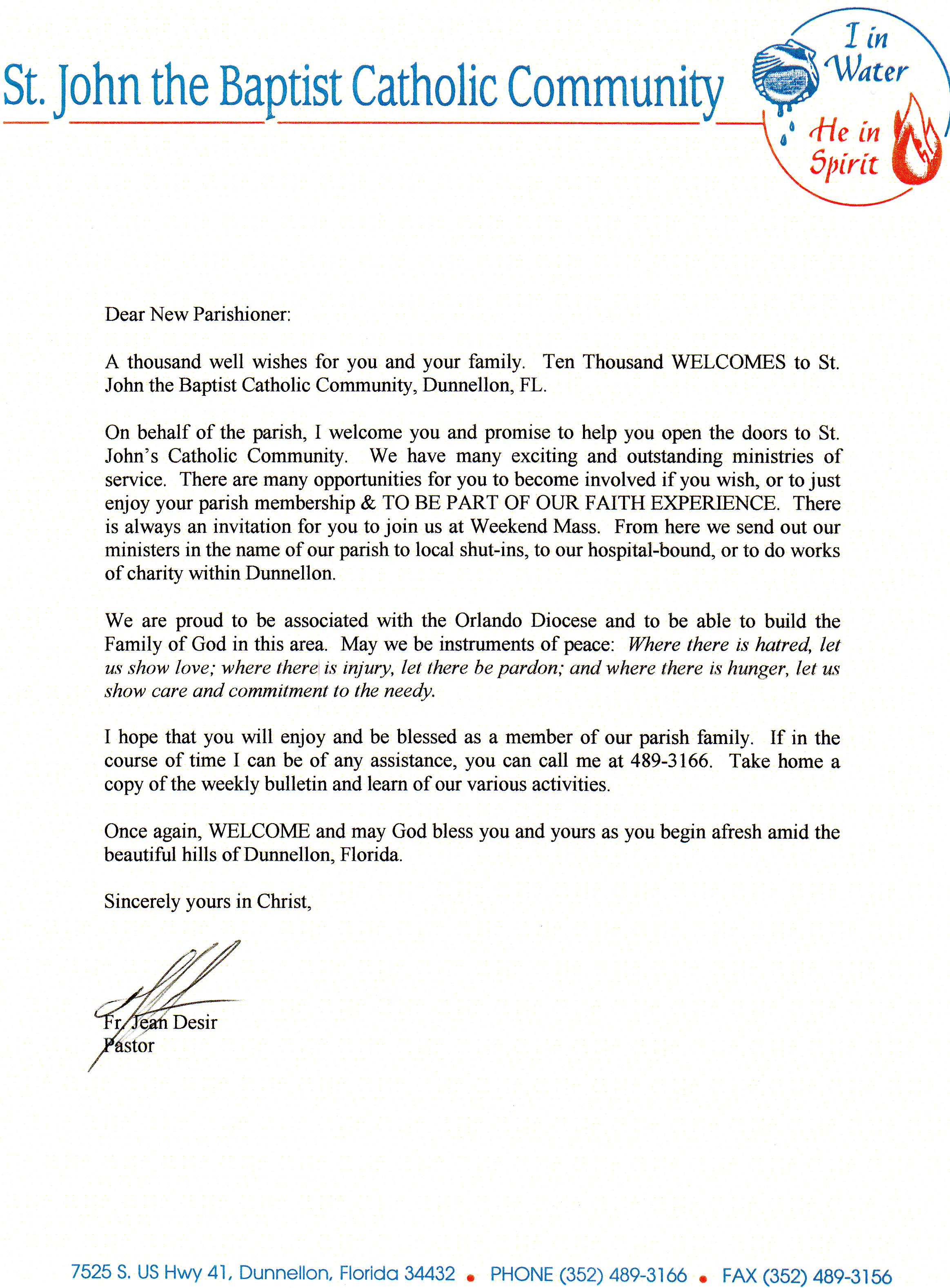 Welcome Letter
